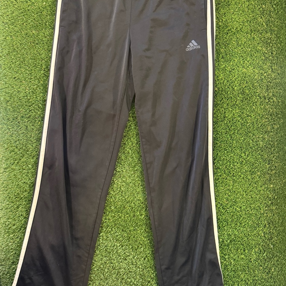 adidas Black Track Pants with White Side Stripes
